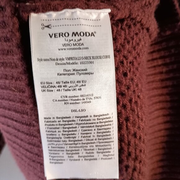 Vero Moda Chunky Sweater Wine Tasting Size 48 20 Women Acrylic Knit Excellent - Picture 4 of 6